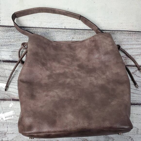 Coco + Carmen Vegan Leather & Tweed Shoulder Bag – Brown/Pink Plaid Purse Tote - Picture 5 of 16